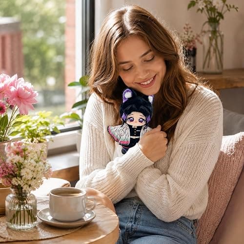 Demon Soft Anime Figure Cute Cotton Plush Doll Slayer Muichiro Decor | Anime Character Themed Collectible Gift for Anime Fans,Tanjiro Ornament,Soft Skin-Friendly Fabric,Tight Embroidery No Shoes thumbnail 2