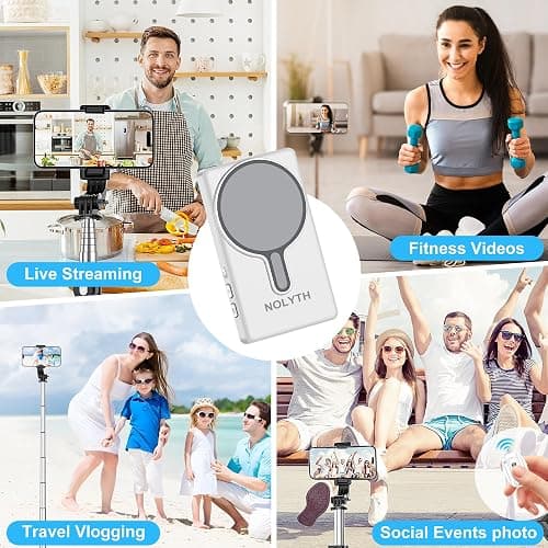 NOLYTH Selfie Monitor Screen iPhone: Magnetic Wireless Phone Back Camera Monitor for Content Creator Photo Video Recording Bluetooth Remote 4.02-inch Display Ideal for Vloggers White thumbnail 8