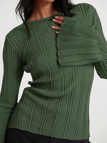 Cicy Bell Womens Bell Long Sleeve Knit Tops Lightweight Pullover Sweaters 2025 Trendy Going Out Fall Winter Fashion Outfits thumbnail 3