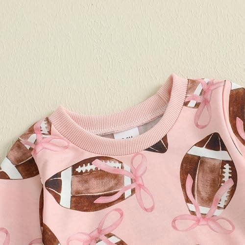 Toddler Baby Girls Football Outfit Funny Rugby Bow Print Sweatshirt Top Pants Set 2Pcs Fall Sport Pullover Clothes thumbnail 7