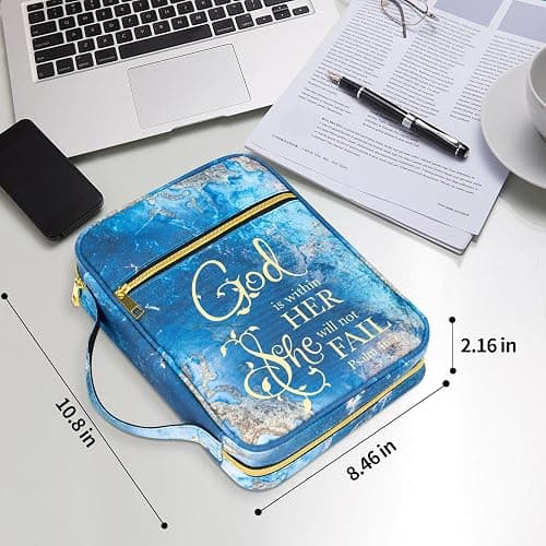 GUEER Bible Cover for Women, Bible Holder, Bible Cover Carrier Carrying Organizer Bag, Zipper and Pockets for Standard Size Bible, Gift for Women(Gloden) thumbnail 3