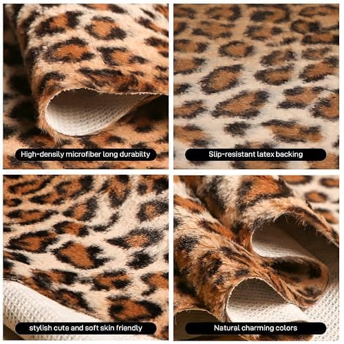 MACEVIA Leopard Rug Cheetah Print Rugs Western Decor for Living Room Bedroom Faux Animal Area Carpet Non-Slip 43.3" L x 29.5" W(3.6ft x 2.4ft) thumbnail 3
