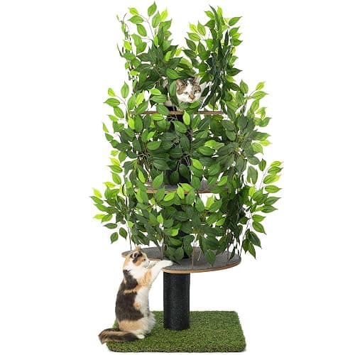 Albero per gatti con Foglie Intercambiabili - Brevettato Tiragraffi per Gatti Adulti, per Arrampicarsi Nascondersi e Dormire - Più Livelli, Facile da Montare - Tiragraffi Gatto Costruzione Robusta - Image 1