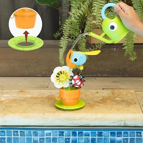 Yookidoo Watering Can Baby Bath Toy (Ages 1-3) Spinning Lady Bug & Tipping Bird Toy With 3 Moving Pieces (Mold Free) - Attaches To Tub Wall For Easy Toy Holder and Storage - For Toddler Bath Time thumbnail 5