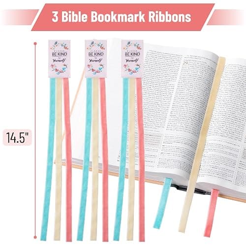 Mr. Pen- Bible Bookmark Ribbons, 3 Pack, Bible Ribbons Bookmarks, Ribbon Bookmark Ribbon Book Markers for Bibles, Christmas Gift thumbnail 3