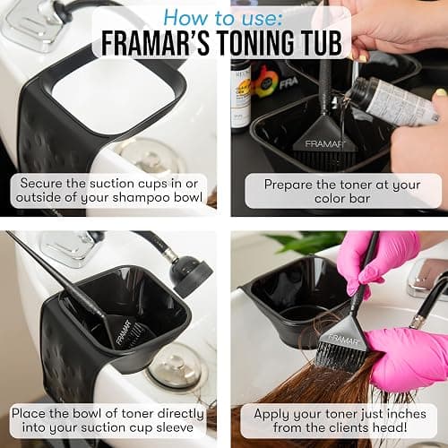FRAMAR Toning Tub Hair Dye Bowl, Hair Color Bowls For Hairstylist – 2pc | Hair Color Bowl, Hair Color Mixing Bowl, Hair Dye Bowls, Suction to Sink or Shampoo Station For Easy Toning thumbnail 3