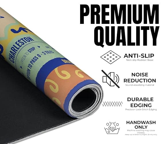 Mahjong Mat (33"x33") - Non-Slip Noise Reduction Gaming Mat for American Mahjong - OrgBlue-09 thumbnail 5