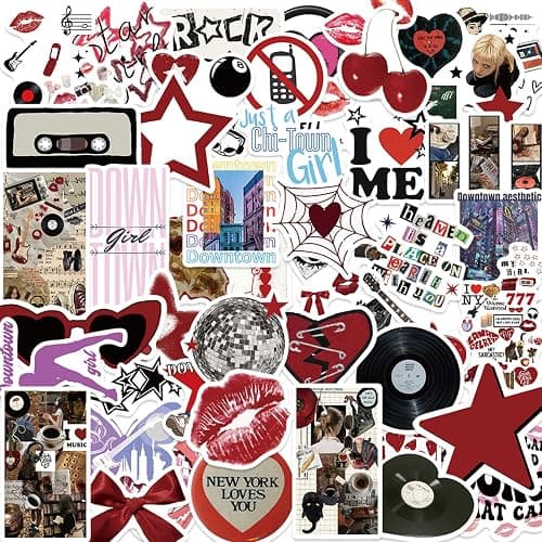 Aesthetic Downtown Girls Stickers Pack Trendy Y2K Stickers(50) | Waterproof Cool Girls Sticker for Teens Adults, Vinyl Decals for Laptop Kindle Water Bottle Scrapbook, Party Supplies - Image 1
