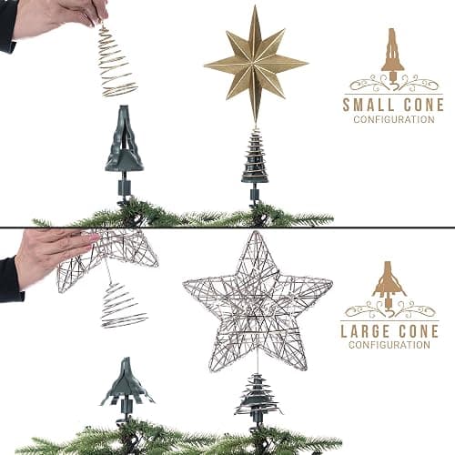 [Christmas Tree Topper Holder] - Twist-on Holiday Universal Tree Topper Stabilizer Fits Most Base Types- Metal Green Support Rod with Adjustable attachments to stabilize Seasonal Treetop Ornaments thumbnail 4