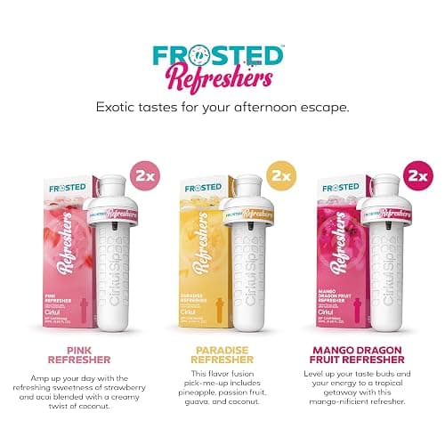 Cirkul Frosted Refreshers Caffeine Flavor Water Variety Pack, Makes 36 Drinks, No Sugar, Zero Calorie Drink Mix, (2 Pink, 2 Mango Dragon Fruit, 2 Paradise) thumbnail 3