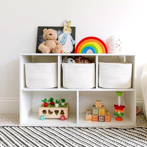 NaturalCozy Storage Cubes 9”x9”x7”Cotton Rope Woven Baskets for Organizing 3-Pack | 9 Inch Cube Storage Bin | Small Basket for Shelf Nursery, Pantry, Decorative Plant, Bathroom Closet, Toy Gift thumbnail 2