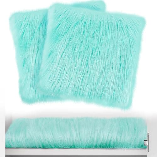 2 Pcs Locker Decor Rug for Middle ＆ High School Girls, 12" x 12", Lake Blue | Cosweet Mini Locker Accessories, Non-Skid Backing, Soft Fluffy Area Carpet, Aesthetic Nail Photography Props - Image 1