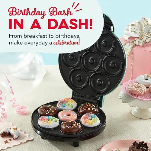DASH Mini Donut Maker Machine for Kid-Friendly Breakfast, Snacks, Desserts & More with Non-stick Surface, Makes 7 Doughnuts - Aqua thumbnail 6