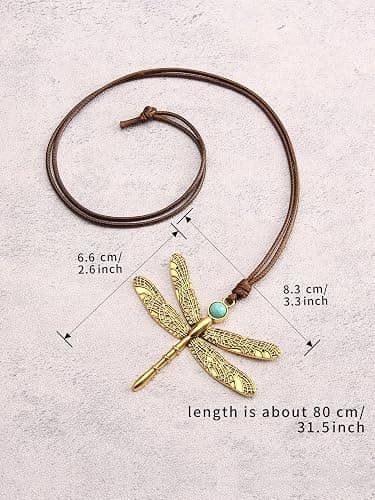 Bjesinmo Boho Necklaces for Women Long Wooden Pendant Vintage Necklace | Bohemian Long Necklaces Chunky Boho Pendant Necklace for Women Sweater Chain Necklace Handmade Statement Hippie Jewelry thumbnail 3