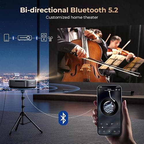 ⭐⭐⭐ [1000 ANSI & Audio by DBX-TV] Alvar Smart Projector with WiFi 6 and Bluetooth, 30W Speakers, NetfIix Licensed & DoIby Audio Outdoor Proyector, Auto Focus Native 1080P Projector with HDR10, Black thumbnail 7