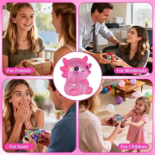 Axolotl Squishy Stress Ball, Soft TPR Slow Rising Squeeze Toy, Cute Axolotl Fidget Toy for Stress Relief, Anxiety Calming Sensory Toy for Kids Adults(Pink Seated Axolotl) thumbnail 7