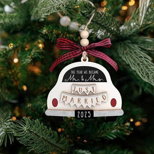 Pawzity Wedding Gifts - Mr and Mrs Gifts - Wedding Gift for Couples 2025, Bride, Future Mr and Mrs - Bridal Shower Bride Gift Ideas for Her, Married Couple, Newlywed - Wood Hanging Ornament 2025 - 01 Wedding thumbnail 4