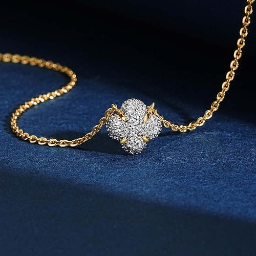 TONTMY STUDIOS Gold Necklace for Women 14K Gold Plated Simple Chain Cubic Zirconia Pendant Necklace Cute Rhinestone Solitaire Necklace Dainty Gold Jewelry for Women thumbnail 5
