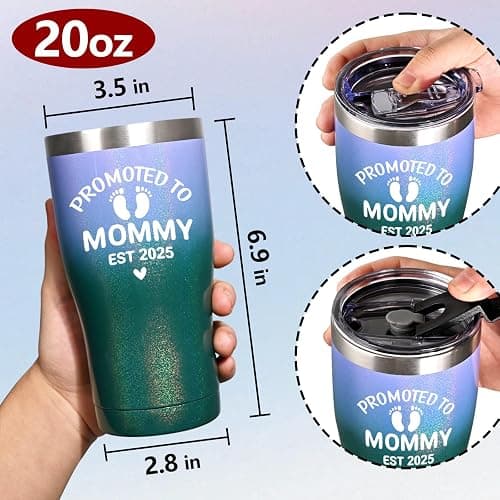 GINGPROUS 2025 New Mom Gifts, Promoted to Mommy Est 2025, Mothers Day Gifts for New Mom to be First Time Mama Pregnancy Must Have Baby Shower, 20oz Insulated Stainless Steel Travel Tumbler, Gradient thumbnail 3