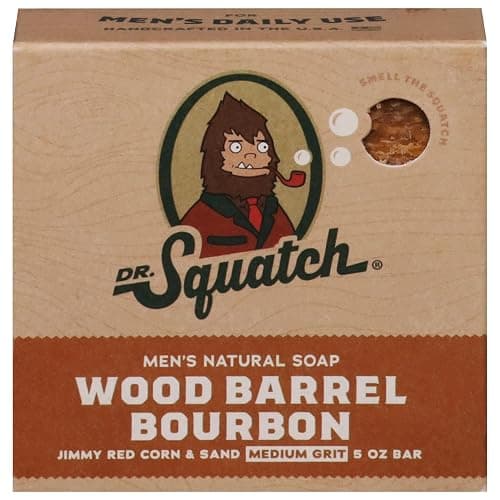 Dr. Squatch All Natural Bar Soap for Men with Medium Grit, Wood Barrel Bourbon 5 Ounce (Pack of 1) - Image 1