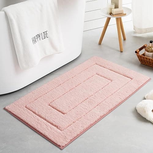 GRANNY SAYS Pink Bathroom Rugs Non Slip Washable, 24"x 36", Soft Bath Mats for Bathroom, Microfiber Shag Rug, Absorbent Bath Floor Mat, Large Bath Rug for Shower, Tub, Bedroom - Image 1