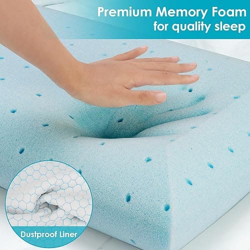 CushyOasis Memory Foam Pillows for Side, Back and Stomach Sleepers, Set of 2, Bed Pillow with Washable Cover and Breathable Mesh, Bed Pillow for Sleeping (Blue，Standard Size) thumbnail 5