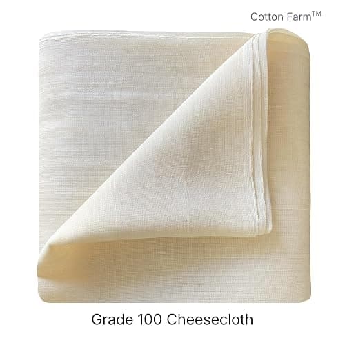 Cotton Farm Grade 100 Cheese Cloths for Straining & Cooking, 18 × 18 Inch, 100% Unbleached Cotton Cheesecloth, Butter Muslin, Finished Edge, Reusable & Pre-Washed thumbnail 4