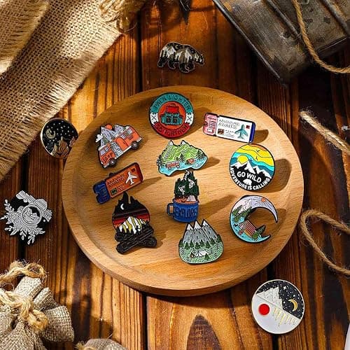 30 Pack Outdoor Enamel Pin Backpack Aesthetic Enamel Pin Set Natural Button Pins Vintage Lapel Pins Camping Pins thumbnail 5