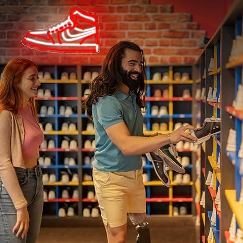 Sneaker Neon Sign for Wall Decor Dimmable Sports Shoes LED Light Sign for Boys Room Red Business Sneaker Signs for Man Cave Shop Club Decor Cool Wall Art Gifts for Men Teens Size 16.5 * 10.4in(P083) thumbnail 4
