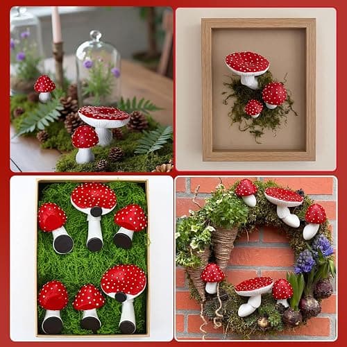 Yerliker 7 Pcs Mushroom Magnets for Fridge Resin Mushroom Floating Wall Shelf with Moss Aesthetic Fairy Party Decorations for Refrigerator Kitchen Cottage Room Bedroom Decor thumbnail 6
