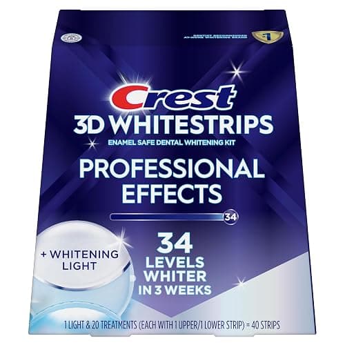 Crest 3D Whitestrips Professional Effects + LED Light – Teeth Whitening Kit, 1 Light + 20 Treatments, Each with 1 Upper/1Lower, 40 Strips – Crest 3DWhite Teeth Whitening Strips thumbnail 7