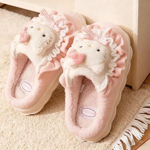 TUCEVSX Women's indoor warm and comfortable fluffy Kawaii cartoon cute plush Christmas cotton slippers thumbnail 5