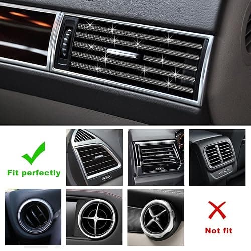 Suvnie 27PCS Bling Car Accessories Set for Women, Crystal Rhinestone Universal Steering Wheel Covers Fit 15 Inch, License Plate Frame, Phone Holder, Air Vent Outlet Trim, Coasters (Black) thumbnail 3