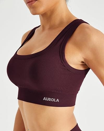 AUROLA Power Womens Square Back Basic Sports Bra - Square Neck Padded Low Impact Yoga Bra Workout Crop Top thumbnail 3