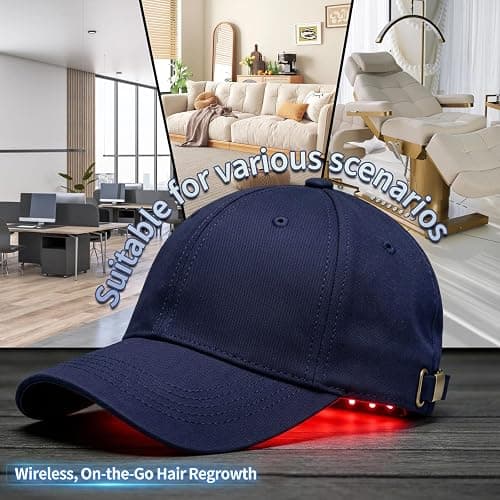 Red Light Therapy for Hair Cap, Hands-Free LLLT Laser Hair Growth Cap, Blue | 650nm &850nm Wavelengths Red Light Therapy for Head, Infrared Light Cap for Men & Women，Rechargeable with Timer Controller thumbnail 6