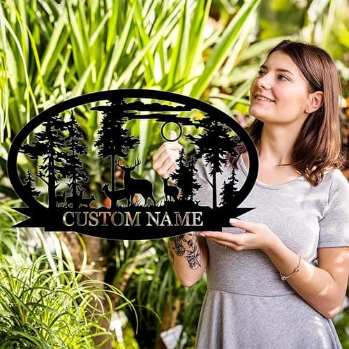 Personalized Deer Metal Cabin Sign | Custom Metal Sign | Personalized Camping Signs | Deer Hunter Gift | Custom Signs Outdoor Metal | Custom Family Name Sign | Cabin Decor | Porch Sign thumbnail 2