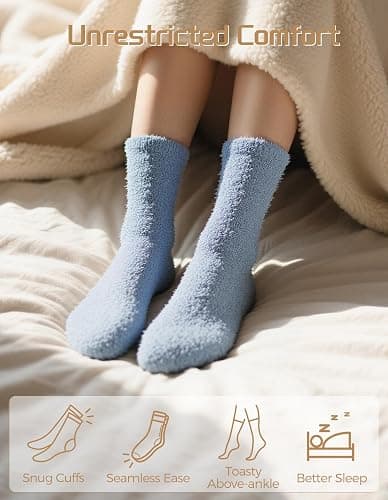 TEHOOK Warm & Cozy Gifts for Women, Stocking Stuufers, Fluffy Fuzzy Plush Sleeping Slipper Socks - Soft Warm Fabric thumbnail 4