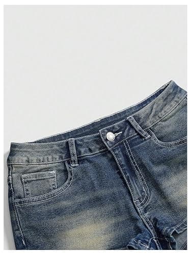 Milumia Women's Y2k Rhinestone Denim Shorts Gothic Low Waist Mini Jean Shorts thumbnail 4