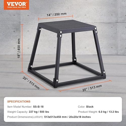 VEVOR Plyometric Jump Box, 12-30 Inch Plyo Box, Steel Plyometric Platform and Jumping Agility Box, Anti-Slip Fitness Exercise Step Up Box for Home Gym Training, Conditioning Strength Training thumbnail 7