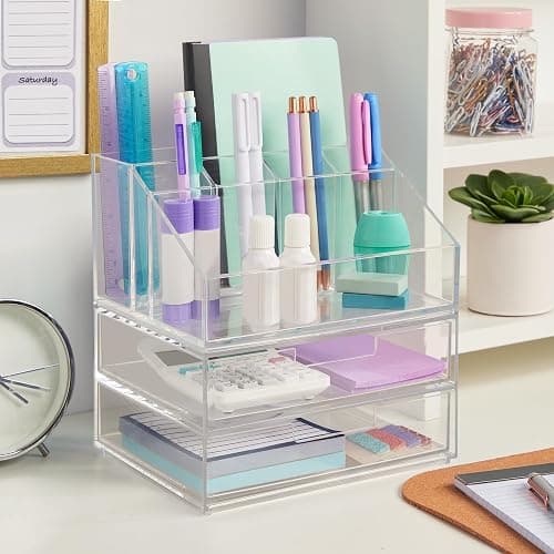 STORi Chloe Stackable Makeup Holder & Drawer Organizer Set, Clear, BPA-Free Plastic, Made in USA, Organize Brushes, Cosmetics & Beauty Essentials thumbnail 5