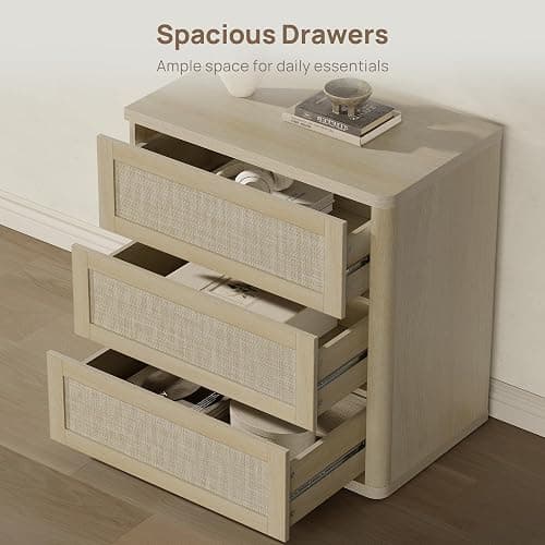 SICOTAS Dresser for Bedroom - 6 Drawer Dresser for Nursery 54" Wide Rattan Dressers & Chests of Drawers Boho Drawers for Bedroom Living Room Clothes Large Closet Storage for Closet Hallway Entryway thumbnail 4