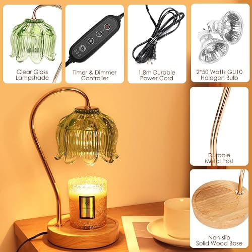 Merrtody Flower Candle Warmer Lamp with Timer & Dimmer - Fits All Jar Scented Candles - Christmas & Mother's Day Gift for Women，Mom，Her thumbnail 2