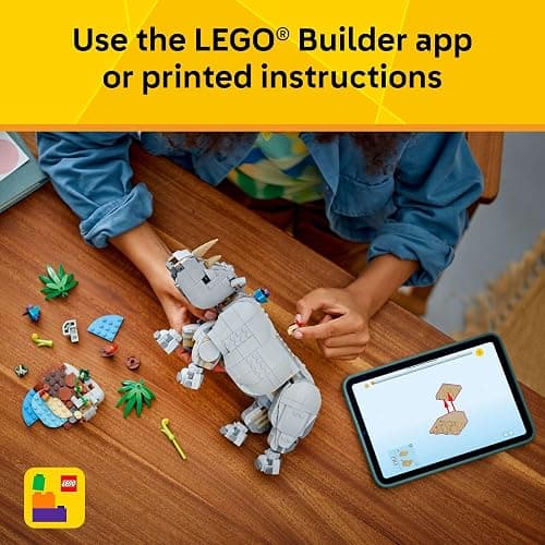 LEGO Creator 3 in 1 Wild Animals: Majestic Rhino - Building Toy for Boys & Girls, Ages 9+ - Gift for Easter Baskets - Kids Bedroom and Desk Decor - Build Rhino, Hippo, or Walrus - 31171 thumbnail 7