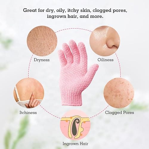 Evridwear Exfoliating Gloves for Shower, 100% Nylon Thick Soft Medium Heavy Bathing Gloves Dead Skin Remover Body Scrubber Smooth Skin with Hang Loop, 2 Pairs Moderate Pink thumbnail 5