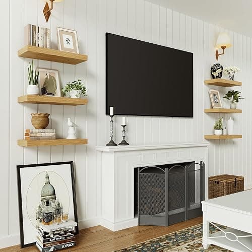 Vivelove Floating Shelves for Wall Mounted, 16 inchs Shelf for Small Bathroom, Bedroom, Living Room, Kitchen, Modern Home Decor, Rustic Farmhouse Wall Shelves with Invisible Brackets - Set of 2, Oak thumbnail 6