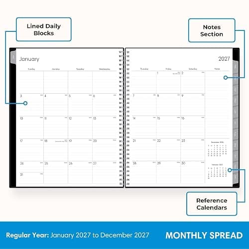 Blue Sky 2027 Weekly & Monthly Planner Calendar, 8.5"x11", Enterprise | January 2027 - December 2027, Flexible Cover, Durable Twin Wire Binding, Laminated Tabs, Storage Pocket thumbnail 4