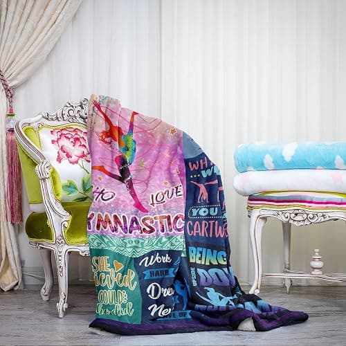 Loxezom Gymnastics Gifts for Girls, Girls Gymnastics Stuff Blanket Gifts, Gymnastics Christmas Birthday Gifts Throw Blanket 60" x 50" thumbnail 5