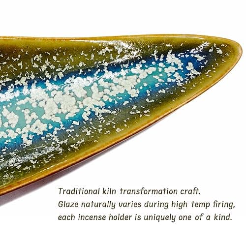 9" Length Incense Stick Holder with 3 Holes, White Porcelain Incense Tray Ash Cather for Spa, Meditation Room, Yoga, Home, Office (Ash Blue Violet) thumbnail 3