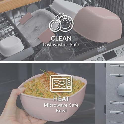 Bentgo Salad Container - 54 oz Bowl with 4-Compartment Toppings Tray, Dressing Container, Reusable Fork, BPA-Free Lunch Box for Meal Prep & Food Storage; Removable Bento Tray (Blush Marble) thumbnail 6
