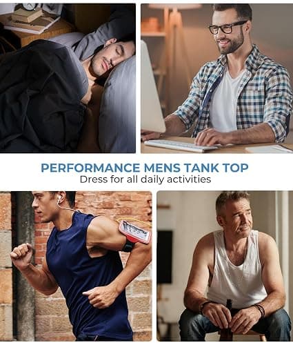 BAMBOO COOL Men's Tank Top Undershirts Moisture Wicking Breathable, Fitted Ruglar Fit T Shirts for Men 3 Pack thumbnail 5